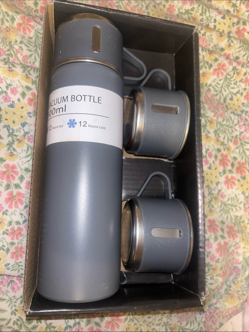 Vacuum Bottle Thermos Set - Gray - 900ml